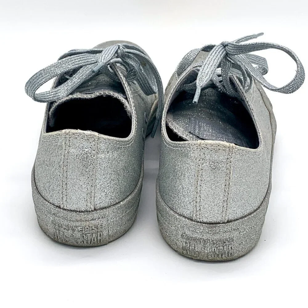 Converse All-Star Chuck Taylor Silver Glitter Low Top Sneakers - Picture 8 of 12